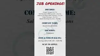 🚀 Sai Techno Solutions Mega Walk-In Drive 2025 | Coimbatore | Freshers & Experienced Jobs