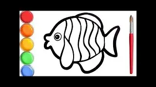 Rainbow Fish drawing, Painting and Colouring for kids and toddlers | Art and Learn | song for kids