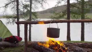 Relaxation sounds of forest and fire with music