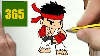 HOW TO DRAW A RYU CUTE, Easy step by step drawing lessons for kids