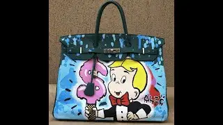 Cумка BIRKIN HERMES, роспись Alec Monopoly | TRENDS ART TEAM | кастомизация аксессуаров