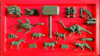 Cleaning Animals And Car toys, Cows, Duck, Swan, Cock, Dinosaurs, Excavator, Sand Truck, Train, Tayo