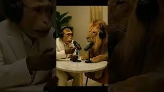 monkey bodcast with Lion 🦁 #funny #podcast #lion #viral