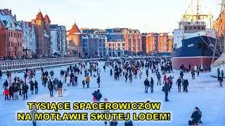 Tysiące spacerowiczów na Motławie skutej lodem w Gdańsku.1.2.2026.