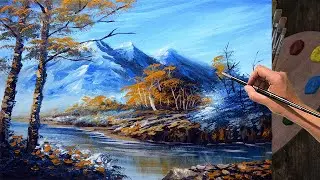 Painting a River in Cold Landscape with four colors | Acrylic Tutorial on Canvas