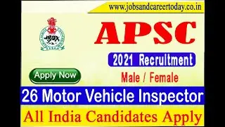 APSC MVI Recruitment 2022 &ndash;  26 Motor Vehicle Inspector Posts #JOB #RECRUITMENT #CAREER