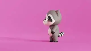 Cartoon Raccoon Chibi Kawaii Character Rigged Animated low-poly 3d model