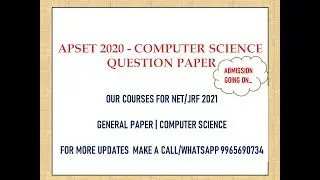 APSET 2020 Answer Key | APSET 2020 Computer Science and Applications Answer Key | Part 2