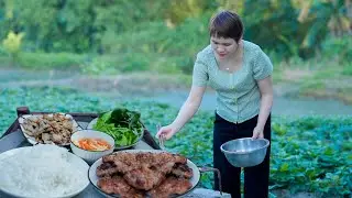Grilled pork vermicelli, a delicious rustic dish beyond description, Girl Countryside Vlog.