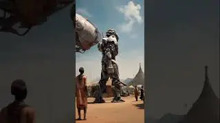 A giant robot landed in Africa. #ai #digital #robots