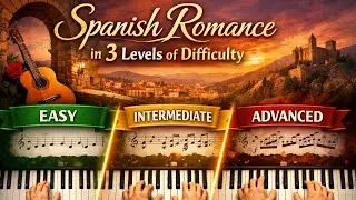 Spanish romance in 3 levels of difficulty #piano #pianocover #pianoarrangement 