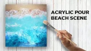Liquid BEACH SCENE | Acrylic Pour Art Tutorial