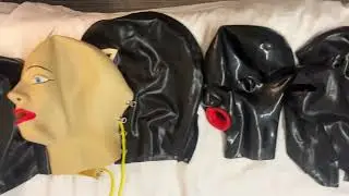 Latex rubber masks (and hood) collection #latexfashion #latexdoll #latexclothing #latexlover
