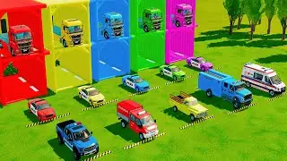 TRANSPORTING ALL POLICE & AMBULANCE EMERGENCY VEHICLES WITH MERCEDES POLICE TRUCKS NEW MAP! FS22 #20