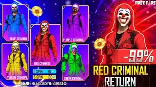 RED CRIMINAL RETURN | 5th ANNIVERSARY EVENT FREEFIRE 2022 🤩 | CRIMINAL BUNDLE RETURN | FF NEW EVENT