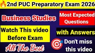 2nd PUC Business Studies Important Questions For Preparatory Exam 2026 with Answers