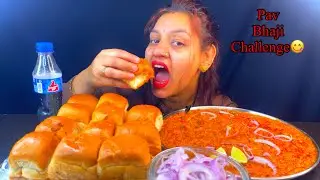 Eating😋Spicy Pav Bhaji With Colddrink ll Pav Bhaji Challenge ll Foodie Gd ll