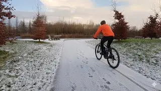 Cycling in Deep Snow ❄️ | Crunchy Tire ASMR (No Music)