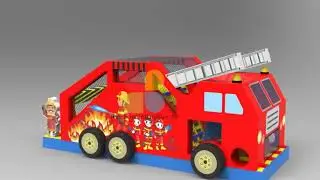 Fire Truck Inflatable Slide--Rainbow inflatables ltd
