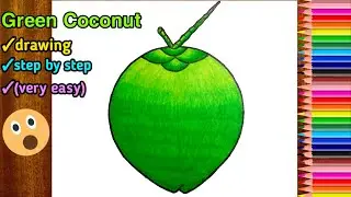 how to draw green coconut step by step || simple green coconut draw || dab drawing easy