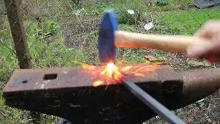 Traditional Blacksmithing of a Rams Head Poker