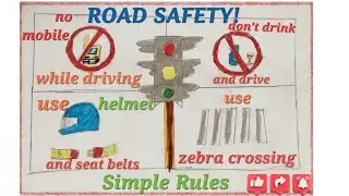 how to draw road safety drawing easy way ,city road safety drawing,road safety poster drawing