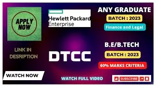 HPE | DTCC | BE/BTECH/GRADUATE | 2023 BATCH | OFF CAMPUS #applynow