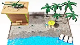 DIY Miniature Sea Beach With Palm Tree Garden and Light House-DIY Beach Lighting