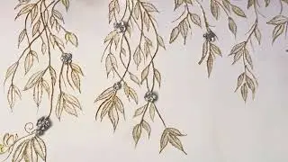 DIY leaf pattern wall texture l budget friendly wall decor  ✨#WhiteCementArt  #CementArt #RoomDecor 