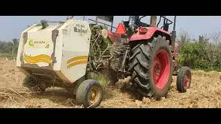 Round Straw Baler Performance in field with Mahindra tractor | Straw Bundling Machine |