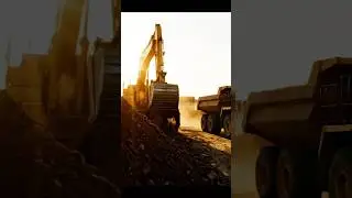 Dump trucks and excavators working #constructionvehicle#excavator#truck #tractor#construction#shorts