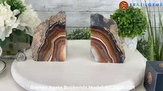 Model # 5151OA-001 Orange Agate Stone Bookends by BrazilGems.com 🏷 FOR SALE🛍🛒Shop Now