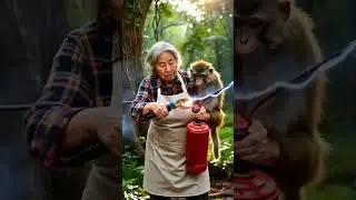 Grandma Risks Her Life to Save Monkey from Live Wires🐒#GrandmaRescue#MonkeyRescue#RealisticShortFilm