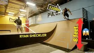 1st PERSON OVER 320lbs To DROP In On An 8' RAMP! TRAINING WITH RYAN SHECKLER FOR TONY HAWKS 13' RAMP