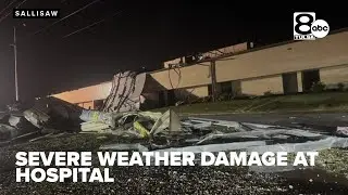 Severe storm damage at Sallisaw hospital, Red Cross providing assistance