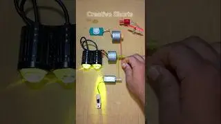 Belt Drive Generator Powering Bike Fog Light Coreless Motor & LED Light _ DC Motor #dcmotor #shorts