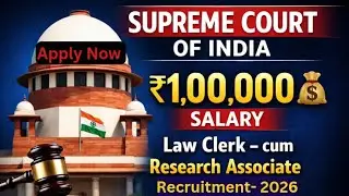 ₹1 Lakh Salary Job 📢| Supreme Court Law Clerk Recruitment 2026 | Apply Online