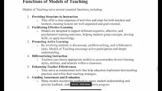 Define Model of teaching . Explain its function. Gujarat University