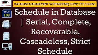 L109: Schedule in Database | Serial, Complete, Recoverable, Cascadeless, Strict Schedule with Eg.