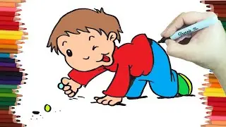 Como dibujar UN NIÑO JUGANDO CANICAS paso a paso y MUY FACIL - Dibujos para Colorear