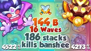 MONK 186 stacks too much for BANSHEE - 16 Waves 144 Billion - RUSH ROYALE