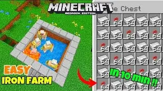 Best And Easy Iron Farm For Minecraft PE 1.21+ 🔥  || 1000+/hrs 🤯