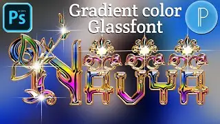 ||gradient color glass font 2022 || How to make glass font with pixellab and ps touch.