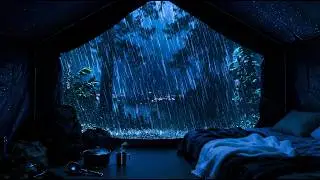 Rainy Night in a Tent Overlooking the City Lights | Canvas Rain Sounds