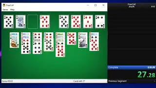 FreeCell speedrun - Any% Hintless 32.34
