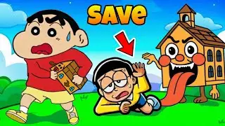 Shinchan & Nobita Save Baby Brainrot From Evil Brainrot 😱😱 | Shinchan And Nobita Game | Funny Game |