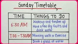 Sunday timetable for students || Weekend Study timetable || Study routine || Timetable for Sunday