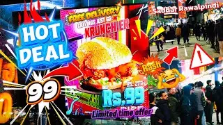 Hot Deal BURGER only 99 | logo ka itna rush kay lines lg gye | Burger | Dope | offers | saddar 