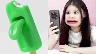 Super long green tongue! Mini popsicles hidden inside can be exchanged for giant ice cream