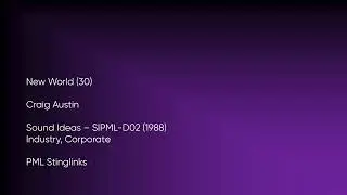 New World (30) - Craig Austin | Sound Ideas (SIPML-D02, 1988) [Full Track] - PML Stinglinks #954